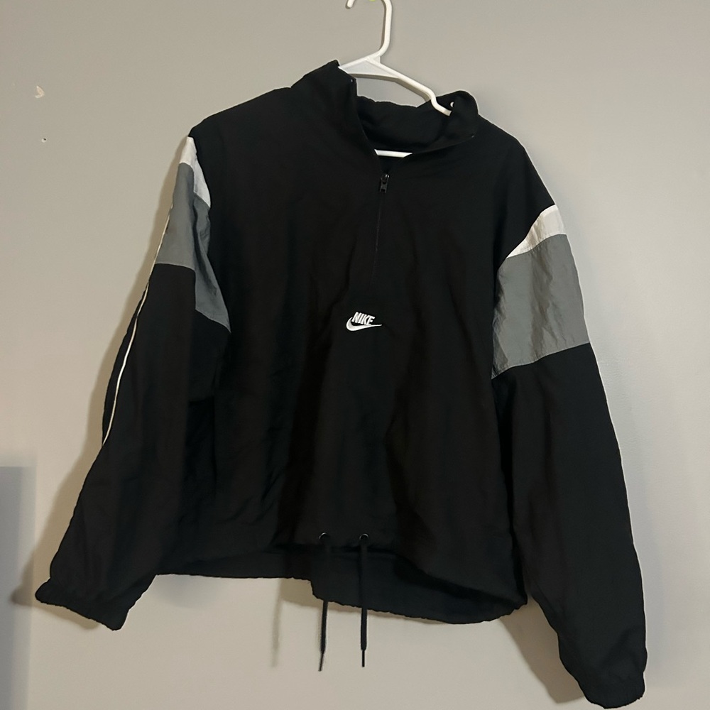Nike Black and Gray Quarter Zip Windbreaker